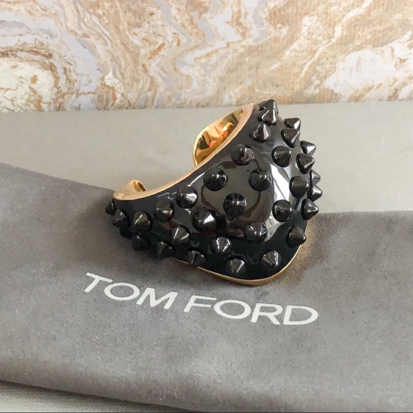 Tom Ford Jewelry - Tom Ford Enamel Gold Black Spike Cuff Bangle